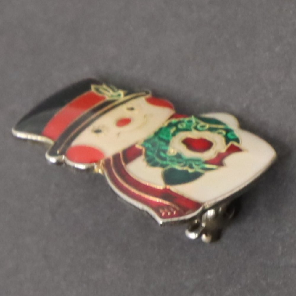 Vintage Enamel Snowman Pin Size OS